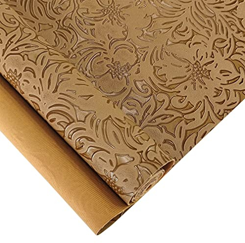 30cmx135cm Klassische Blumen Serie Kunstleder, Polster Stoff PU, Vintage PU-Leder Für Kunsthandwerk, Makeup Organizer DIY-Dekoration (Hellbraun)