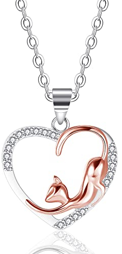 Viwind Kette Damen 925 Sterling Silber Halskette Damen tierische Halskette süße Katze für Mädchen Schmuck Geschenk mit Geschenkbox