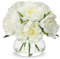 Oairse Artificial Peonies Flowers with Vase Realistic Faux Peonies Flower Arrangement in Glass Vase with Faux Water White Fake Peony for Home Decor Office Bedroom Wedding Centerpiece Decorations
