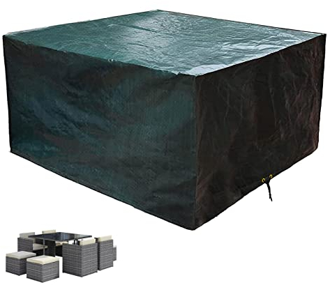 PATIO PLUS Gartenmöbel Abdeckungen, Patio Cube Möbel Set Abdeckung wasserdicht, Patio quadratischen Tisch Abdeckungen, Outdoor Rattan Möbel Abdeckung winddicht, Anti-UV, 135x135x71cm Grün