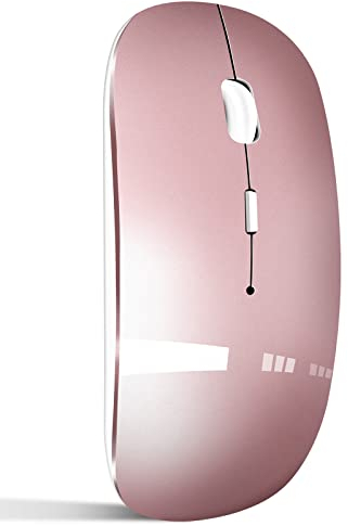 QYFP Bluetooth Maus, Wiederaufladbare Leichte Kabellose Maus Kompatibel mit MacBook Pro/Air/Android/iOS Tablet/Laptop/PC/Mac/Computer, Rosegold
