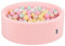 KiddyMoon Bällebad Bällepool Mit Bunten Bällen 90X30cm/300 Bälle ∅ 7Cm Für Babys Kinder Rund, Pink:Pastellbeige/Pastellgelb/Weiß/Minze/Puderrosa