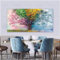 HOLEILUCK Quatre saisons arbre chanceux affiches et impressions toile peinture paysage coloré mur photos pour salon décor à la maison 65x150cm/26x59in avec-cadre