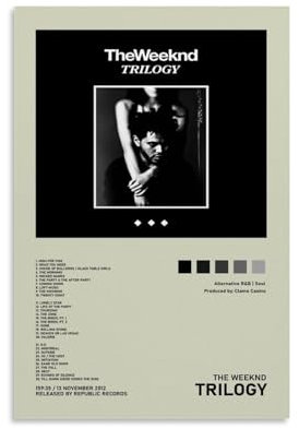 LUISAS Trilogy The Weeknd Poster Dekorative Malerei Leinwand Wandkunst Wohnzimmer Poster Schlafzimmer Malerei,Wandkunst Bilddruck Moderne Familienzimmer Dekor 08x12inch(20x30cm)