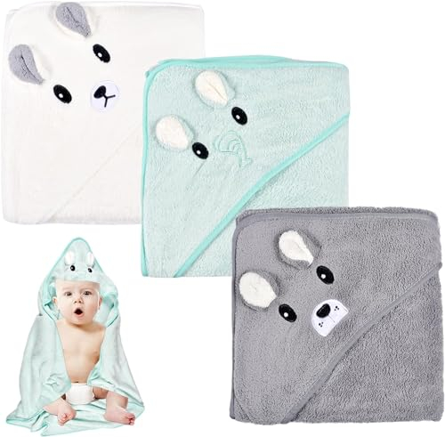 Forhome 3Pcs Toalla Bebe Recien Nacido, Regalo Bebe Recien Nacido Niño, Regalos para Bebes Recién Nacidos, Toalla con Capucha Deal Recién Nacidos, Bebes Y Niña - para Recién Nacidos De 0~5 Años
