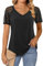 Beluring Blouses for Women Elegant Shirts Summer Tops Plain V-Neck Tshirt, Black Size 18-20