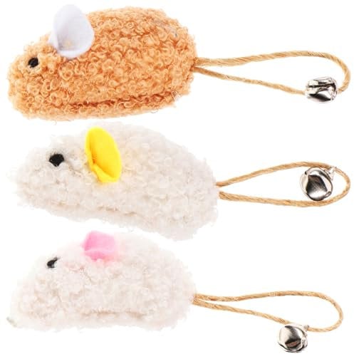 Beaupretty 3pcs Interactive Plush Mouse Cat Teaser Toys Stuffed Mice for Kittens Engaging with Bells Unique Design Stimulates Instincts for Active Indoor Play