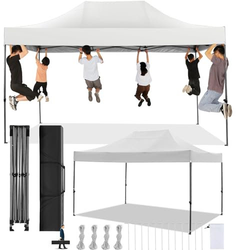 COBIZI Faltpavillon 3x4,5 Wasserdicht Stabil Winterfest ohne Seitenwand,Pop Up Pavillon Partyzelt,Sonnenschutz Gartenpavillon,Pavillon Faltbar mit Handtasche(3 mal 4,5m Weiss)