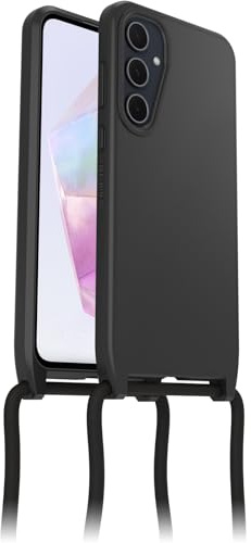 OtterBox React Necklace Hülle für Samsung Galaxy A35 5G, Schwarz | Ultraschlanke, schützende Hülle mit verstellbarer und abnehmbarer Handykette, Getestet nach Militärstandard