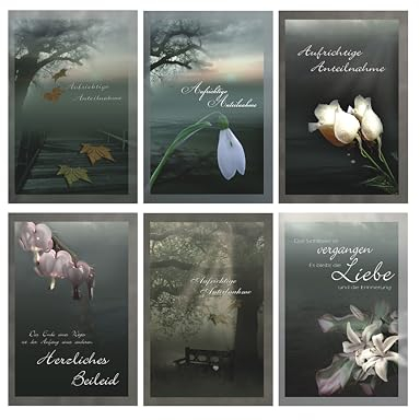 50x Trauerkarten mit Umschlag + 1x Bildmagnet! Beileidskarten Trauerkarte Beileidskarte Klappkarten Klappkarte Kondolenzkarten Trauer Karten Karte Kondolenzkarte 81-6510