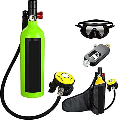 AXADD Tauchausrüstung, Tauchflaschen-Schwimmzubehör, Tauch-Atemschutzmaske, Tauch-Sauerstoffflasche (Color : Green Package B, Size : XL)