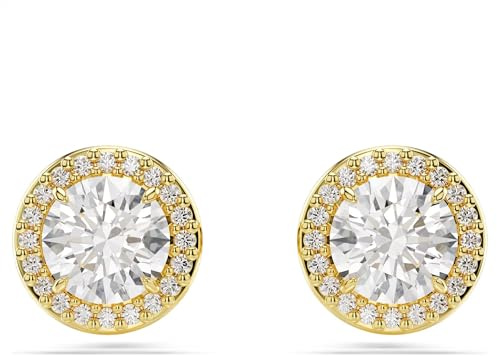 Swarovski Runde Ohrstecker, goldfarben, goldfarben