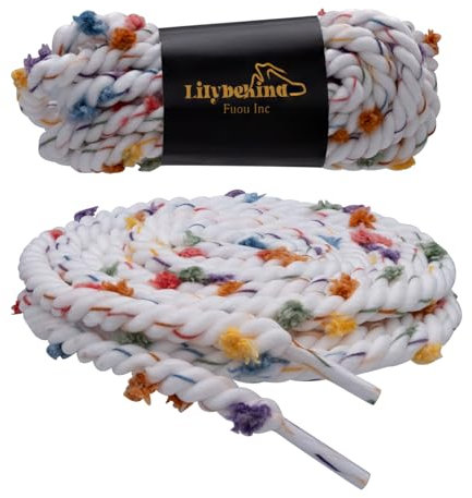 Lilybekind Premium Rope Shoelaces Colored Fashionable Shoe Laces for Canvas Sneakers Chunky Shoestring, Multi, 140 cm