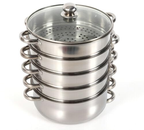 TuliperMood Mantowarka - Vaporera (5 capas, inducción, acero inoxidable, 28 cm)