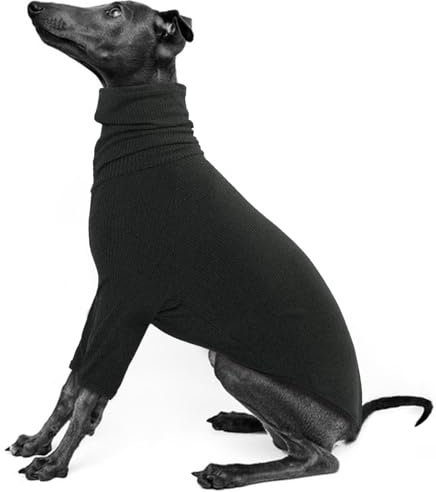 IECOii Windhundpullover,gemütlicher Overall für italienische Windhunde,Whippet-Pullover-Schlafanzug für Hunde,Rollkragen-Einteiler für Whippets,Windhund-T-Shirts mit Ärmeln,Grau,XS