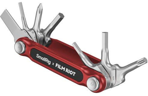 SMALLRIG x FILM RIOT 7-in-1-Klappwerkzeugset mit Schraubendrehern und Inbusschlüsseln, Positionierung in mehreren Winkeln, tragbares und kompaktes Design (rot) – 4811