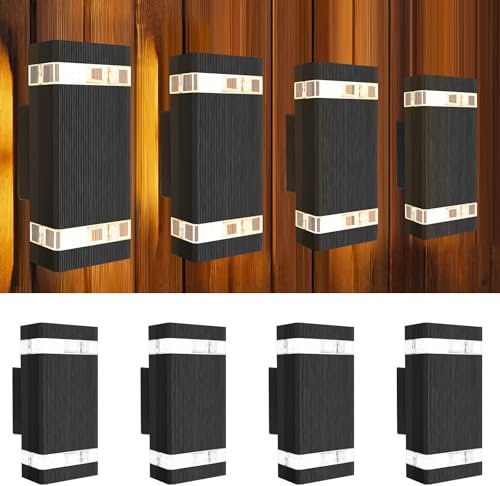 Aultink LED Up and Down Wall Light GU10 with Bulbs Fixture Outdoor Wall Light Waterproof Outside Wall Lamps Out-of-Door Wall Sconce Exterior Lamps for Front Porch Patio Garage (4)