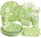 EASY JOY 80Pcs Daisy Birthday Party Tableware Paper Plates Cups Napkins Green Daisy Birthday Party Decoration Spring Floral Party Plates Set for Summer Garden Afternoon Tea Supplies-16 Guests