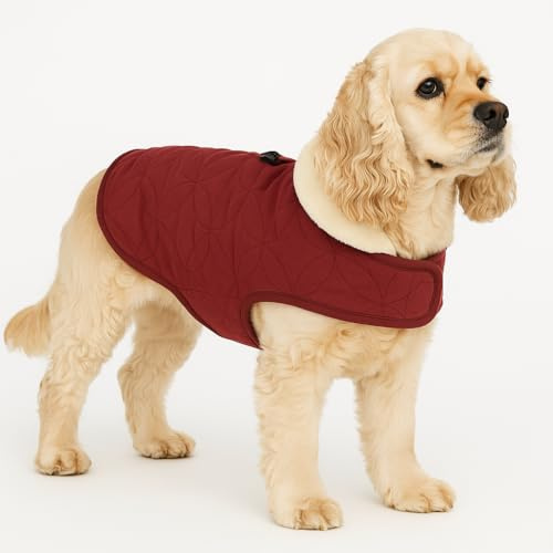 Flamingo Hundemantel Winter – Koda Bordeaux – 40cm – warm & modisch – Polyester – wasserabweisend – Fleece-Innenfutter – Klettverschluss – Geschirröffnung – hoher Kragen