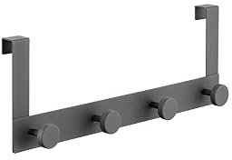 Blomus Türhaken 4-fach - APARA - | Farbe: Magnet | Hochwertiger Türhaken aus Edelstahl für 4 Haken | Türgarderobe ohne Bohren | Modernes Design in grau | 36 x 5,1 x 16 cm