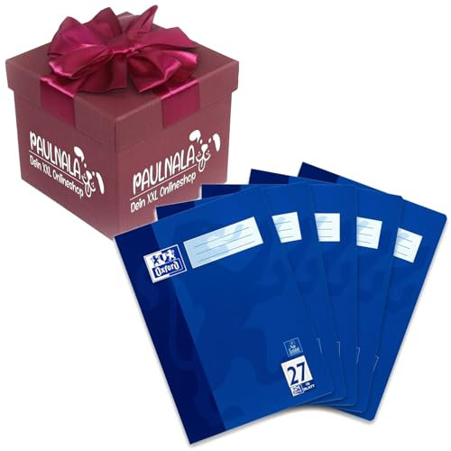 Oxford Schulheft A4, 16 Blatt, Lineatur 27, liniert inkl. Überraschungsgeschenk von Paulnala.de (5, Blau)