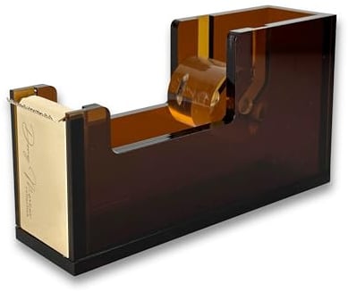 Dany Marcus Klebebandabroller aus Acrylglas, Goldene Metalldetails, Klebebandspender für Klebeband (Amber)