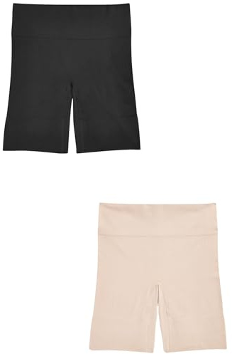 NEXT Damen Nahtlose, Nicht scheuernde Shorts, 2er-Pack Black/Pastel Rose Nude S