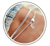 DORANA 2Pcs Anklets for Women Waterproof Ankle Jewelry Gift for Her Initial Foot Bracelet Birthday Gifts for Her Initial Foot Jewelry