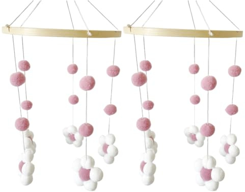 JNJOOD Nordic Fur Ball Flower Wind Chime Bed Bell Baby Room Children's Room Children's Clothing Store Wind Chime Decoration C