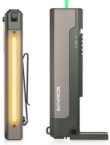 SCOUTLITE Vario GB 2000 EDC Torch with White & Warm LED Modes, 2000-Lumen Compact Magnetic Flat Pocket Light, Triple-Source Torch for Outdoor Camping, Inspection & Emergency Use