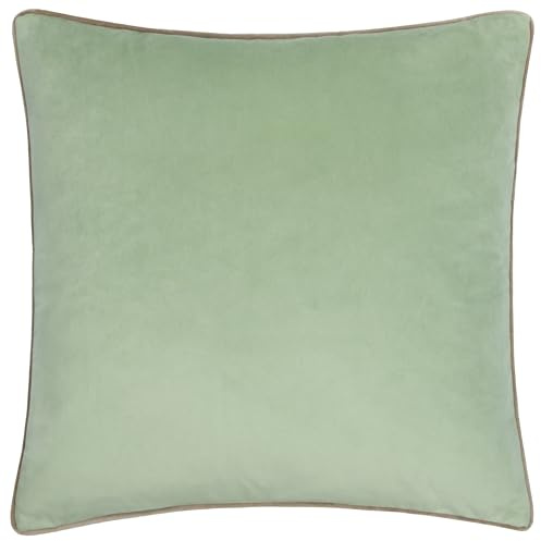 furn. Meridian Polyester Filled Cushion (Eucalyptus/Natural - 55 x 55cm) | Soft velvet cushion with contrast piping and polyester filling. 55 x 55cm. Ready to style.