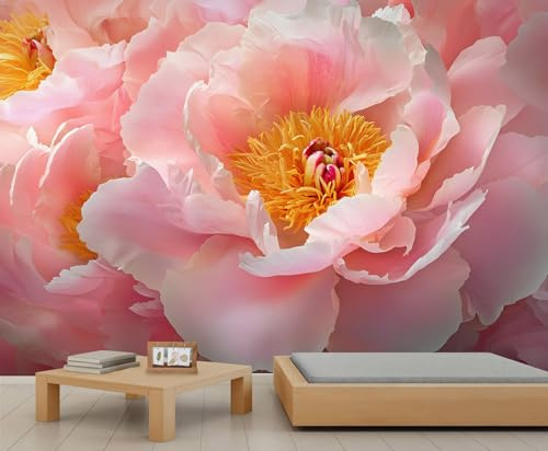 FBRUIEG Wandtapete mit rosa Blumen, große Blumen, Wandtapete für Wohnzimmer, Schlafzimmer, Büro, Hotel, Bar, Deckendekoration – 400 x 280 cm