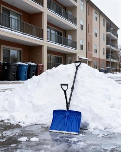 Snow Shovel, 18-Inch Aluminum Blade with Steel Handle and D-Grip, 4.5Lbs Lightweight & Ergonomic Shoveling Tool, All-Season Portable Shovel for Gardening, Ice Removal & Snow Removal, Blue