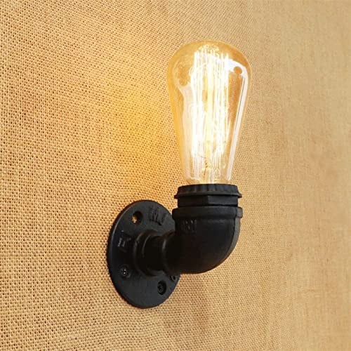 Prettiee European Wall Light MI-NI Industrial Iron Rust Water Pipe Wall Sconce Light Retro Steam Punk t Wall Lamp E27 Living Room Bedroom Bar Cafe Decor Wall Hanging ng Fixture,ng (Onecolor)