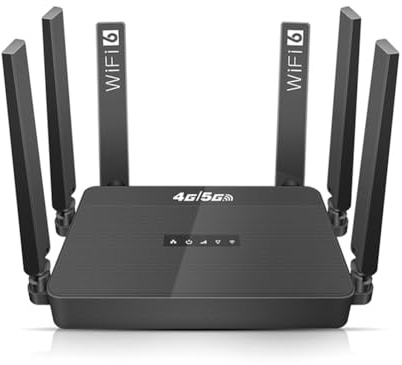 Wesafrae Routeur WiFi6 Routeur 4G 5G LTE Routeurs WiFi 6 avec Emplacement pour Carte SIM Routeur WiFi sans pour B2, B4, B5, B7.