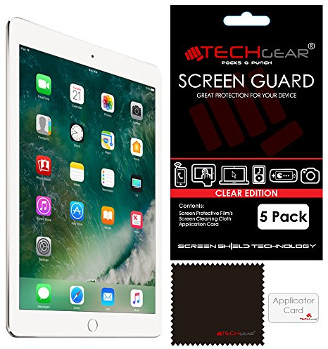 TECHGEAR [Pack of 5] Screen Protectors for iPad 9.7 (2018/2017) - Clear Screen Protector Guard Cover with Cloth & Applicator Card, Compatible with Apple iPad 6th Gen & 5th Gen