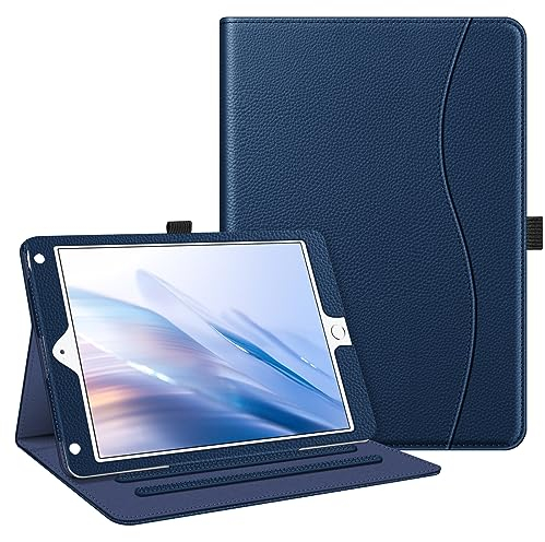 FINTIE Custodia per iPad 9.7 Pollici 2018 2017, iPad Air 2 / Air 1 - [Multi-angli] Folio Pieghevole Cover Protettiva Case Auto Sveglia/Sonno (con Tasca per Le Schede),Blu Scuro