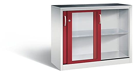 Werkzeugschrank mit Sichtfenster-Schiebetüren, 1 Boden, H1000xB1200xT500mm