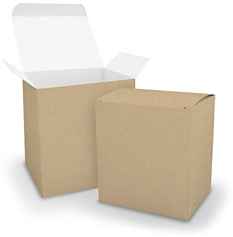 25x itenga Würfelbox XL aus Karton 11x9x12cm außen braun innen weiß Gastgeschenk große Adventskalender Schachteln