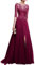 Babyonlinedress Sexy Elegant Robe de Soirée Demoiselle d'honneur Longue Fendue avec Dentelle en Tulle Bordeaux 42