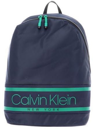 Calvin Klein Herren Striped Logo Round Backpack Rucksack Blau (Blackwhite Navy)