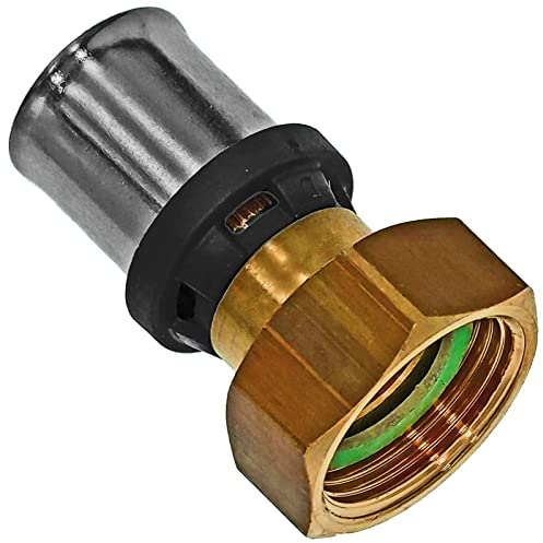 MegaHaustechnik Halbe Verschraubung 1-teilig mit 1/2 Rohr Zoll Innengewinde IG + Dichtung für 16,0 x 2,0 mm Mehrschicht Alu Verbundrohr Außendurchmesser x Wandstärke Press Fitting TH U Profil Kontur