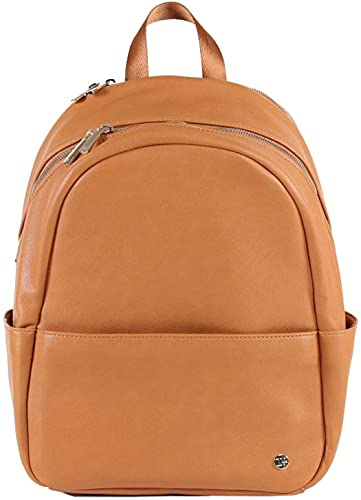 Little Unicorn - Skyline Rucksack - Wickeltasche, Arbeitstasche, Reisetasche mit Wickelauflage - veganes Premium Leder - Gold Akzente - strapazierfähig- 5 Innentaschen - leicht zu reinigen (Cognac)