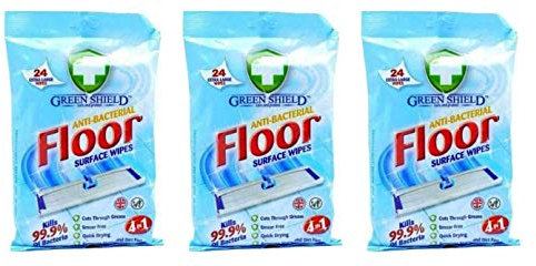 ukdabzz Green Shield Anti-Bac Floor Surface XL Wipes 24 Pack X3