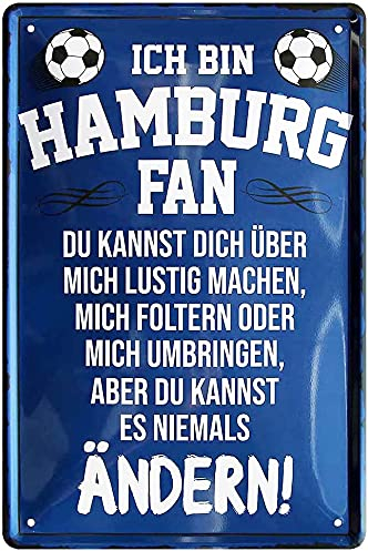 Blechschilder ICH Bin Hamburg Fan Metallschild für Fußball Begeisterte Dekoschild Geschenkidee 20x30 cm