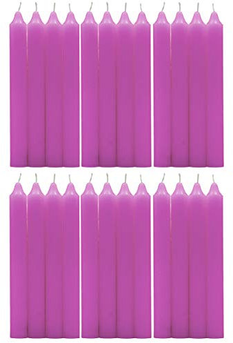 Besch 24 Velas Cilíndricas 100% parafina y mecha de algodón puro sin perfume 17.5 cm (Lila, 24 Velas)