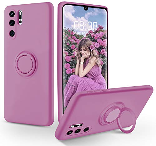 SouliGo Huawei P30 Pro Hülle, Huawei P30 Pro Handyhülle Silikon Gel Slim Case Cover mit 360 Grad Ring Halter Ständer stabil Kratzfest Hülle für Huawei P30 Pro/Huawei P30 Pro New Edition Lila