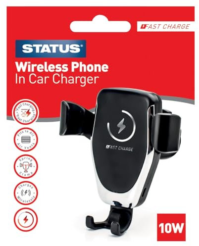 STATUS Car Charger, Wireless 15W | Car Charger Adapter, Includes USB-C Cable, Black | Wireless | SBWCC1PKB6