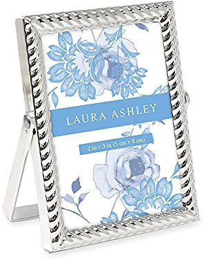 Laura Ashley 2x3 Silbernes Seil Metall-Bilderrahmen (vertikal) mit ausziehbarem Staffelei-Ständer, hergestellt für Tischplatte, Arbeitsplatte, Regal und Schreibtisch (2x3, Silber)