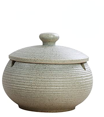 Aschenbecher mit Deckel, 11 * 11 * 8cm Aschenbecher für Draussen, Retro Aschenbecher Keramik, Geruchsdicht Aschenbecher, Dekoration für Home,Office,Balkon,Couchtisch(Minzgrün)